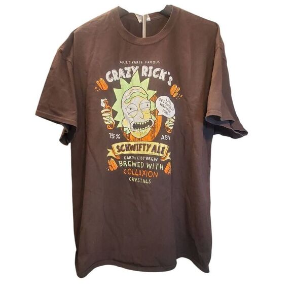 Rick And Morty Crazy Rick's Schwifty Ale Gildan 100% Cotton T Shirt Size 2X - Picture 1 of 5